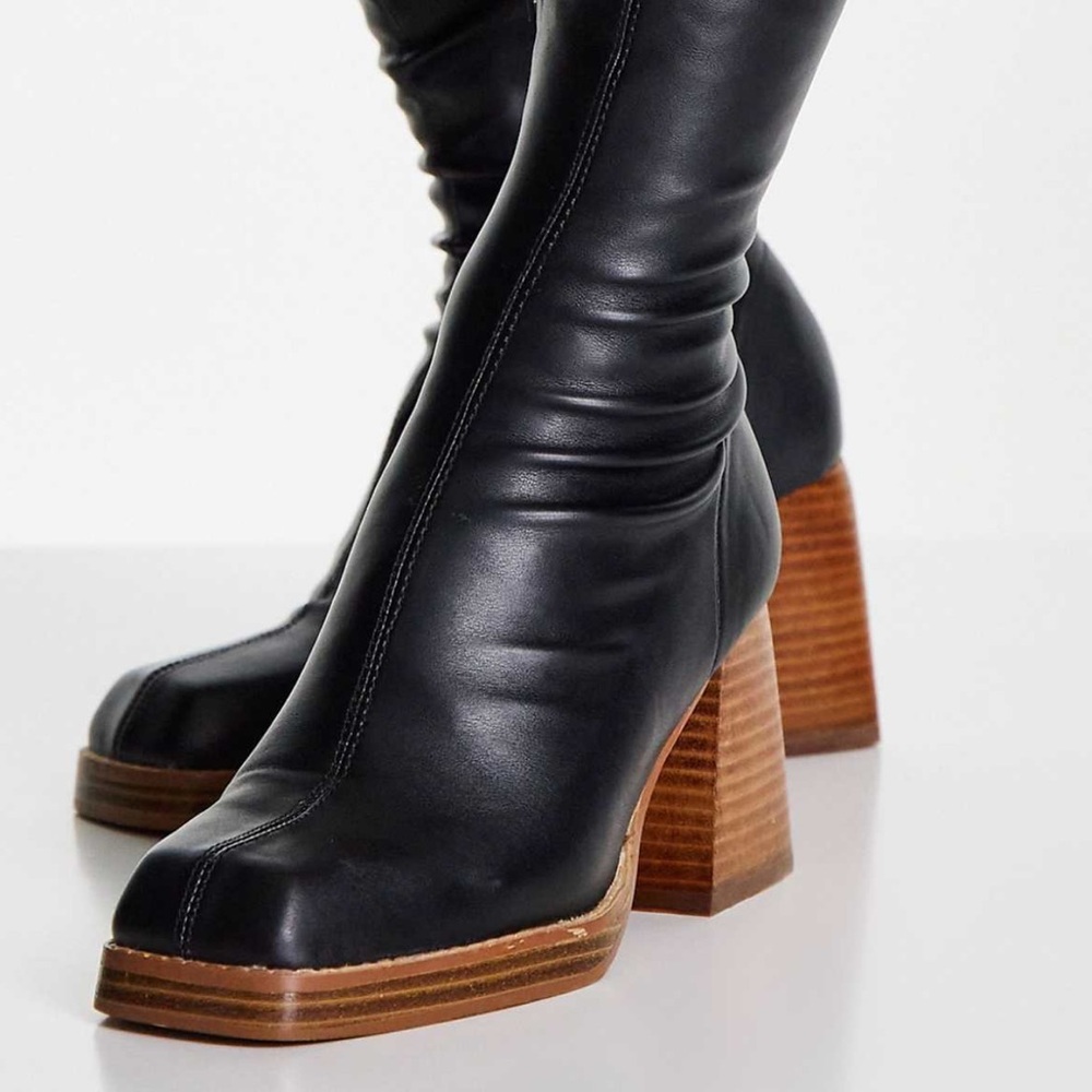ASOS Black and Brown Over the Knee Boots